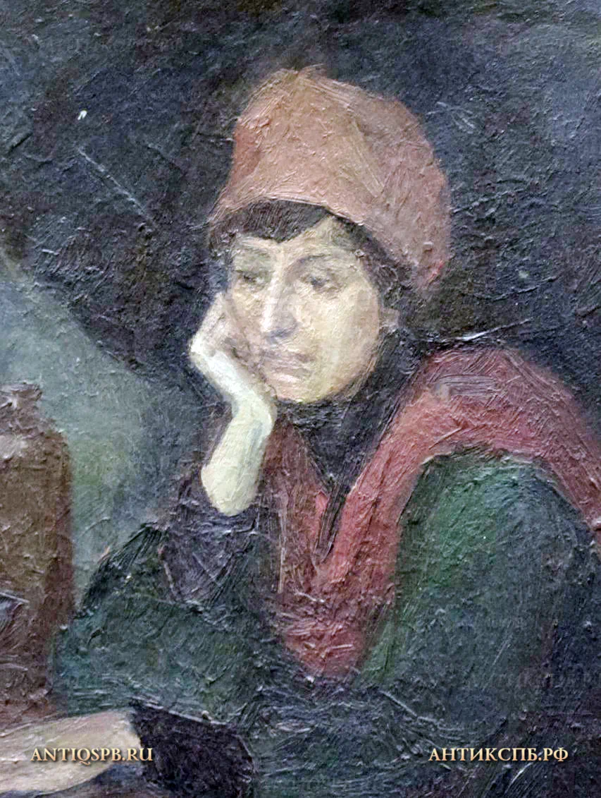 18016. Картина "Женщина у стола". 